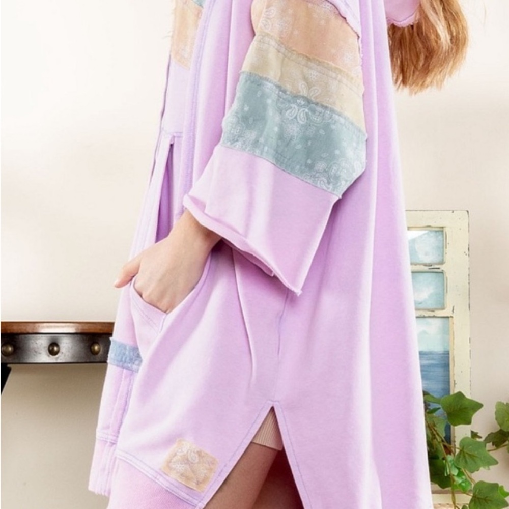 NEW! Blue Velvet Patchwork Hoodie/Dress Pink/Purple. SM Fits S-XL Brand New